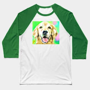 Cute Golden Retriever Dog Digital Art Baseball T-Shirt